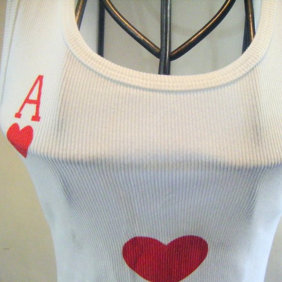 Ace of Hearts White Tank Top Size Small - Picture 2 of 7